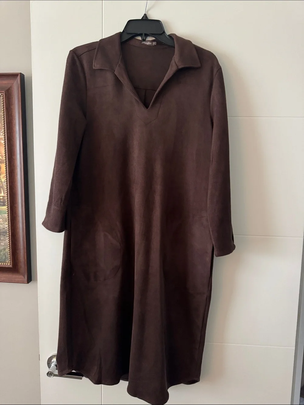 J. McLaughlin Dark Brown Suede look V-Neck Dress
